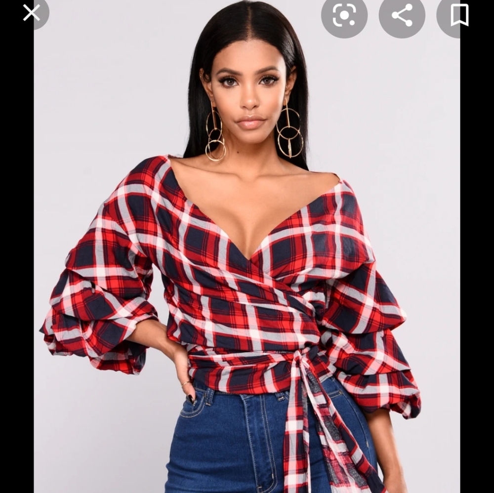 NWT Fashion Nova Autumn Plaid Top